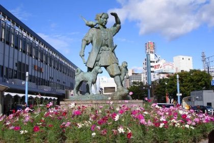 Momotaro Statue at Okayama Station