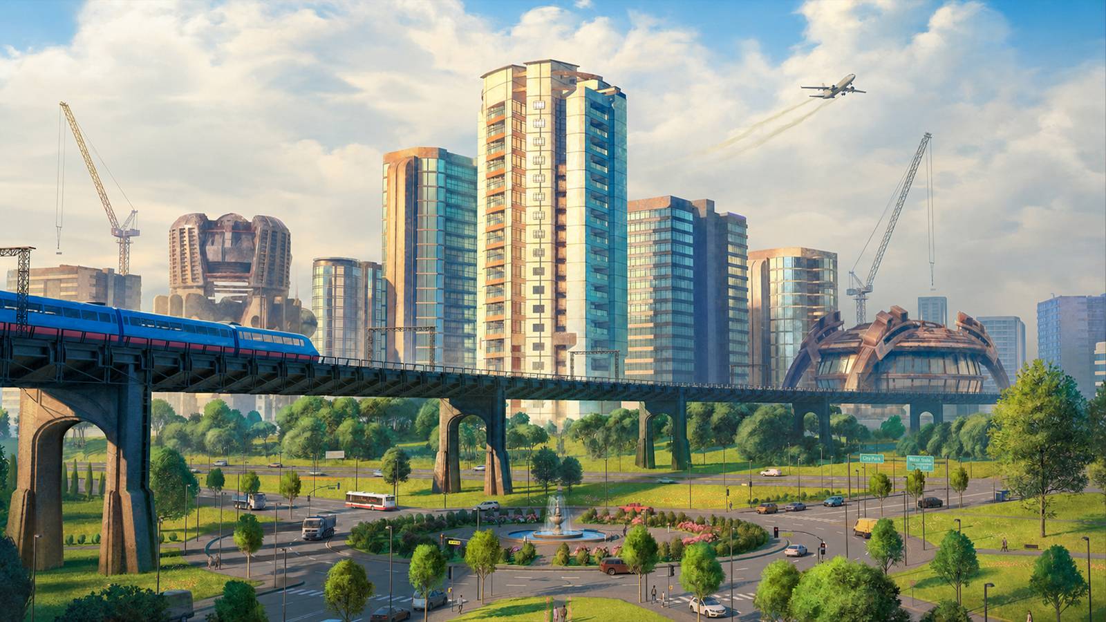 7 Game City Builder dengan Kebebasan Kreatif Tingkat Tinggi 1 shot of skyline in cities skylines key art