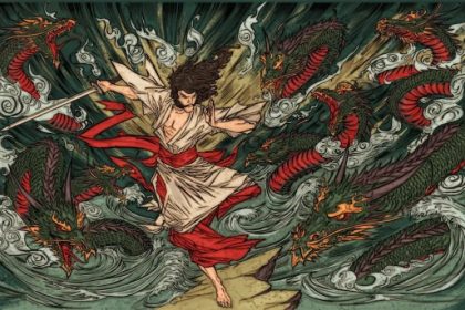 Susanoo Battles Yamata no Orochi with the Kusanagi no Tsurugi