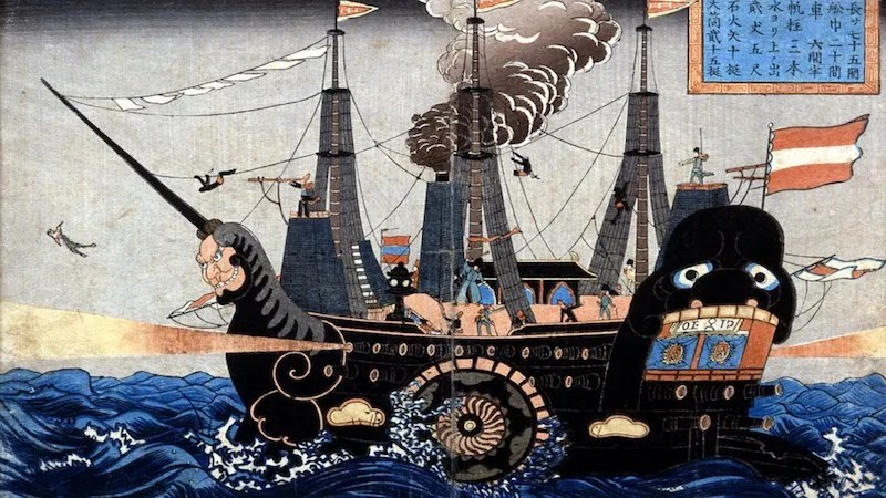 A Print of Commodore Matthew C. Perrys Infamous Black Ships