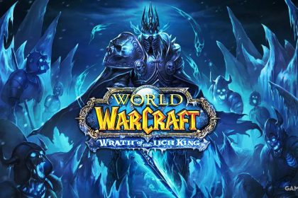 world of warcraft wrath of the lich king artwork with expansion logo blue tinted composite