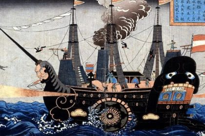 A Print of Commodore Matthew C. Perrys Infamous Black Ships