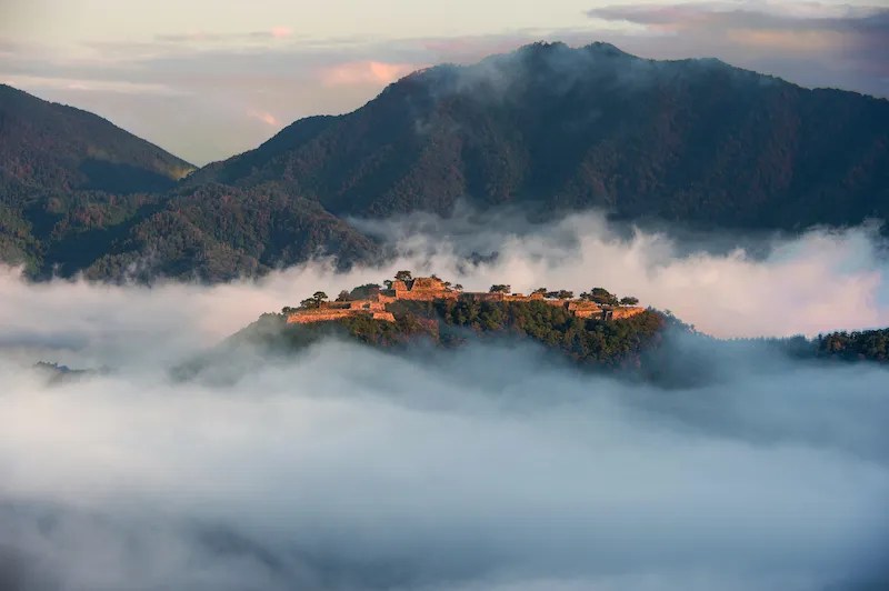 The Takeda Castle Ruins Floating Above a Sea of Clouds