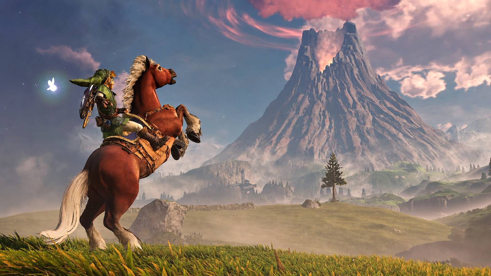 Zelda: Ocarina of Time Buktikan Tak Butuh Open World ala Breath of the Wild untuk Terasa Lebih Luas 6 link on epona with death mountain in the distance in zelda ocarina of time remake