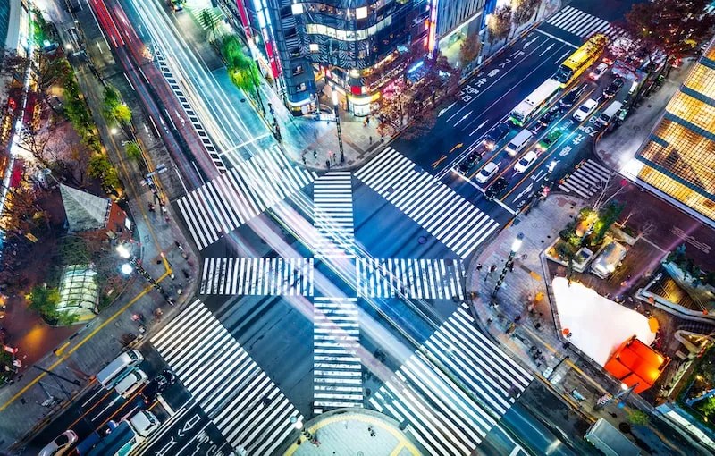 A Busy Crossing in Tokyos Ginza District