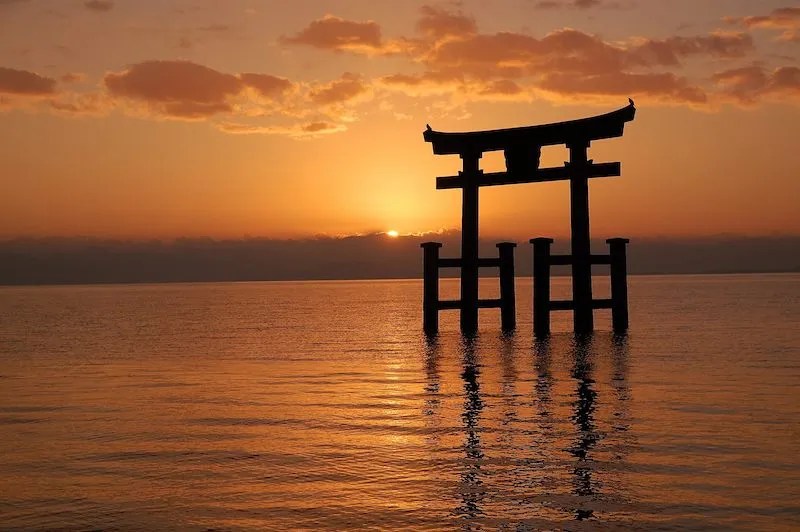 The 22Floating22 Torii of Shiga Shirahige Shrine