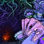 hand holding a deck of cards in shroom and gloom key art
