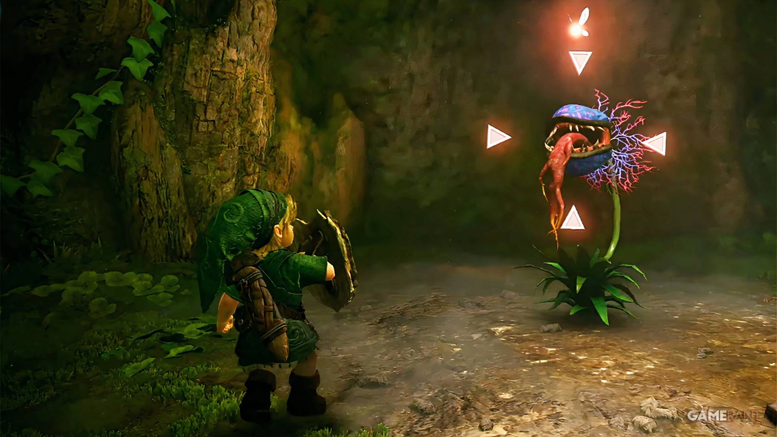 zelda ocarina of time remake link fight deku plant