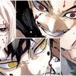 Kagurabachi: 8 Penyihir Hishaku Terkuat yang Diberi Peringkat 3 kagurabachi colored manga portrait images of hishaku members hiruhiko hokuto kuguri and their leader yura