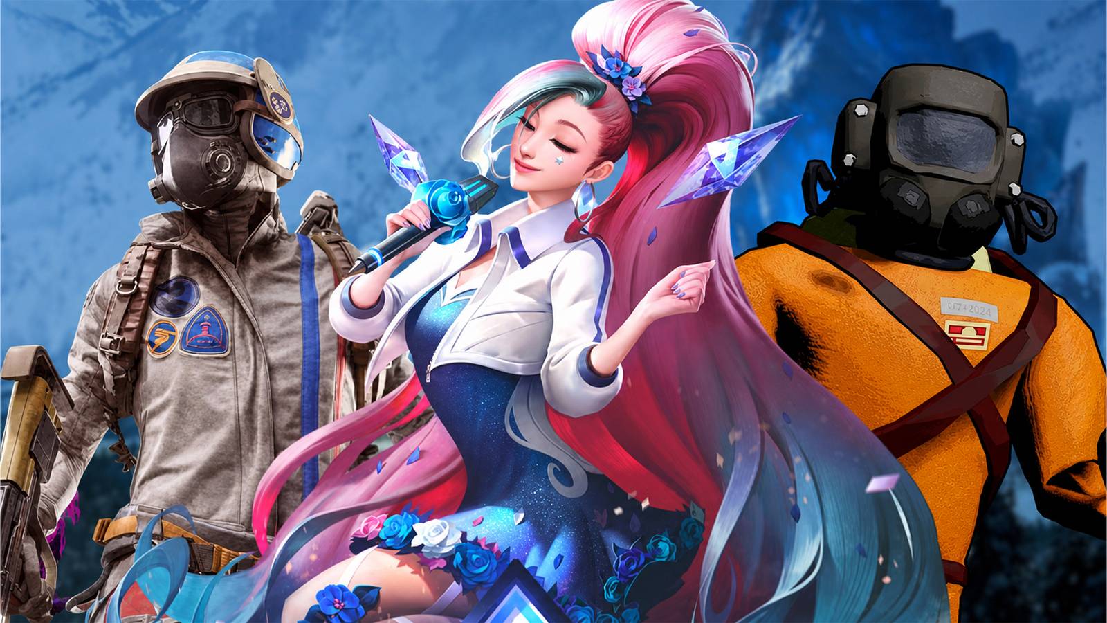 league of legends character with arc raiders character and lethal company character
